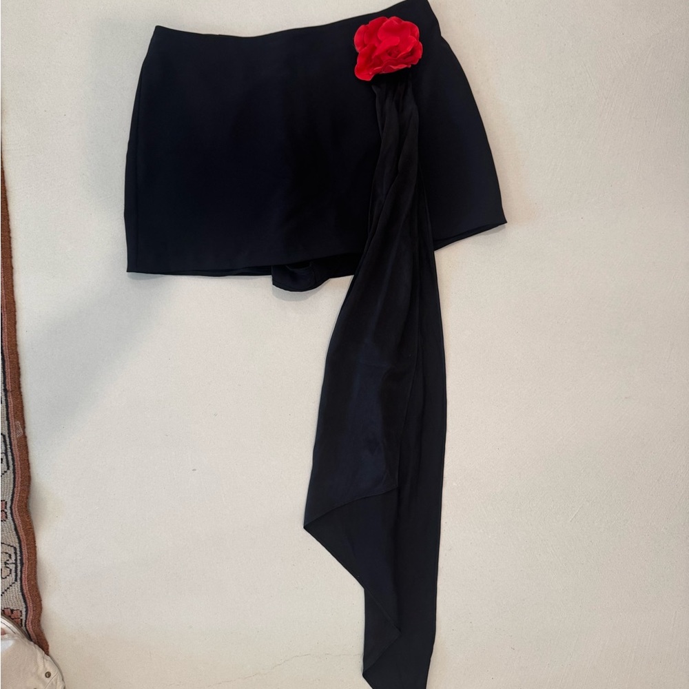 Amanda Uprichard Black Mini Skirt with Red Detail